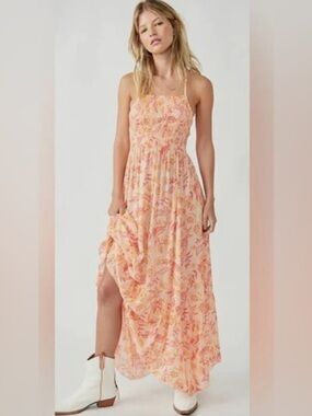 Free People intimately heat wave racer back Maxi Dress in coral
